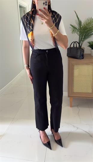 Josef Siyah Kesik Paça Straight Jean