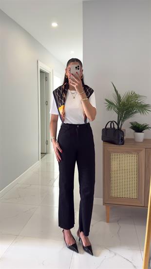 Josef Siyah Kesik Paça Straight Jean