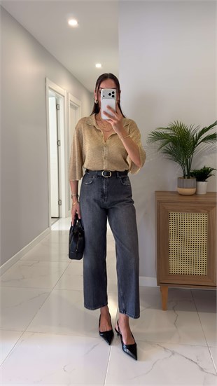 Joset Antrasit Kemerli Mom Jean