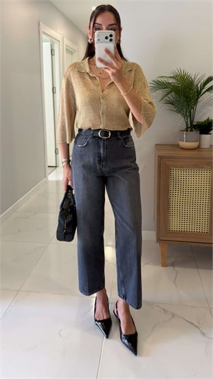 Joset Antrasit Kemerli Mom Jean