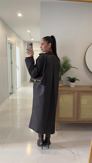 Jost Kahve Kadife Yaka Trençkot