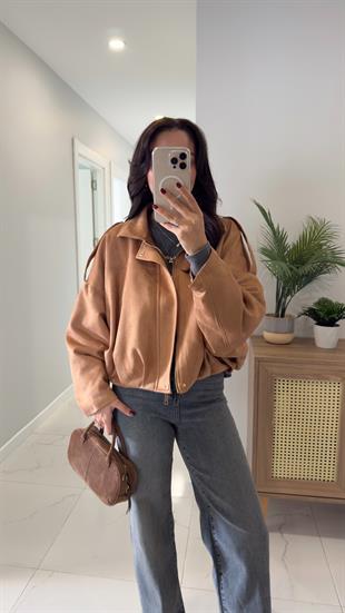 Julna Taba Yarasa Kol Süet Ceket