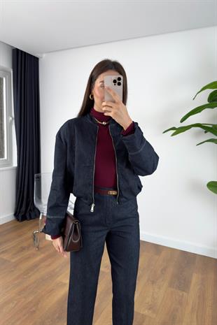 Junas Dark Blue Bomber Ceketli Pantolon Takım
