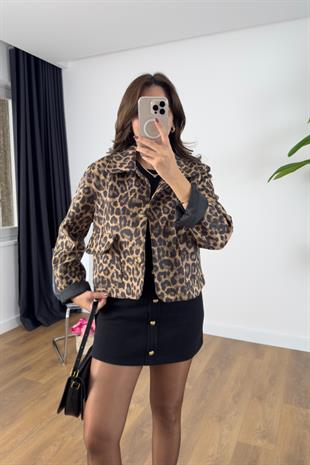 Juysa Leopar Kapak Cepli Ceket