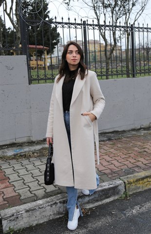 Taş Kuşaklı Kaşe Kaban
