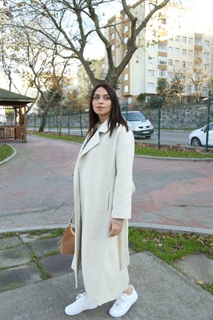 Taş Rengi Kuşaklı Kaban