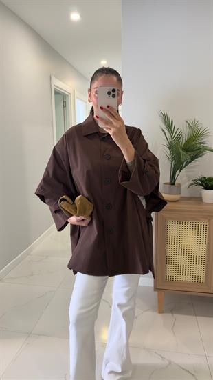 Kamaria Kahve Düğme Detaylı Trençkot