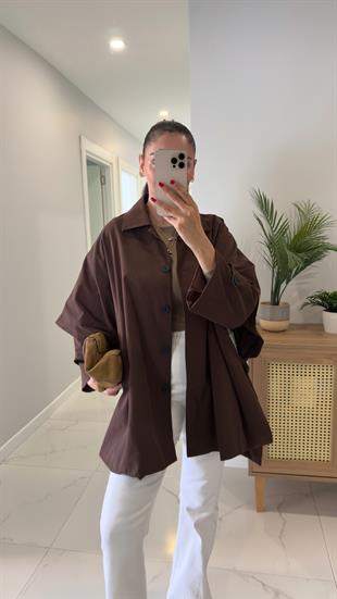 Kamaria Kahve Düğme Detaylı Trençkot