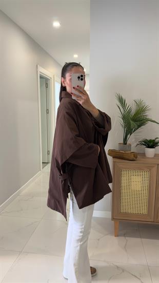 Kamaria Kahve Düğme Detaylı Trençkot