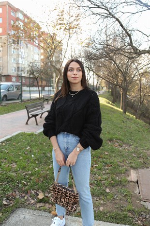 Siyah Örgü Kazak