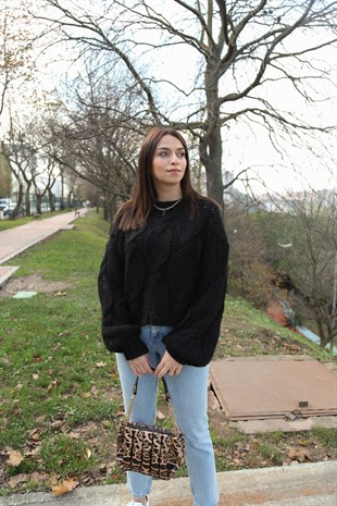 Siyah Örgü Kazak