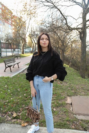 Siyah Örgü Kazak
