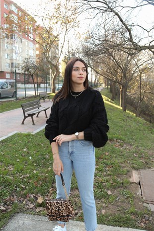 Siyah Örgü Kazak