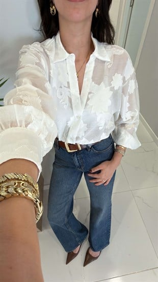 Kenfor Ekru Jakarlı Gömlek