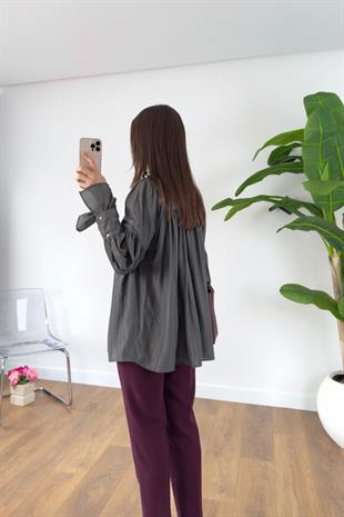 Kenissa Antrasit Büzgülü Gömlek