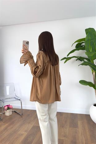 Kenissa Camel Büzgülü Gömlek