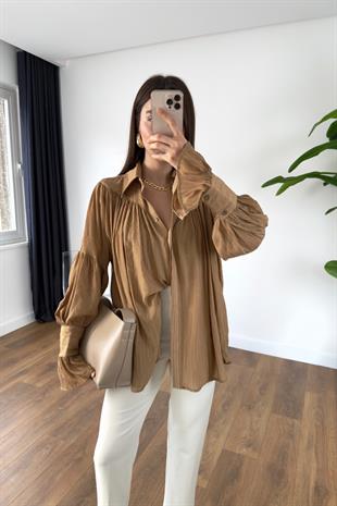 Kenissa Camel Büzgülü Gömlek