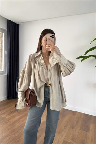 Kenissa Taş Büzgülü Gömlek