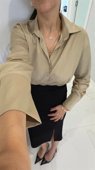 Kenwy Olive Saten Gömlek