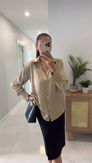 Kenwy Olive Saten Gömlek