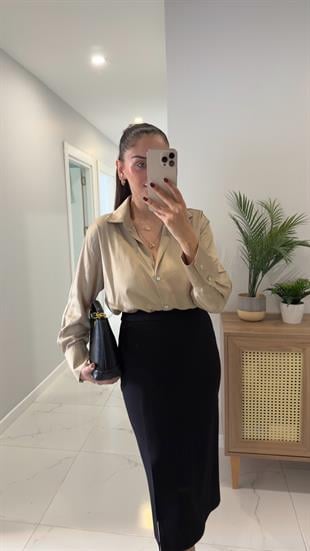 Kenwy Olive Saten Gömlek