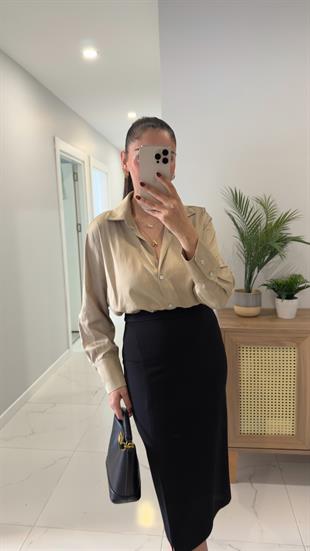 Kenwy Olive Saten Gömlek