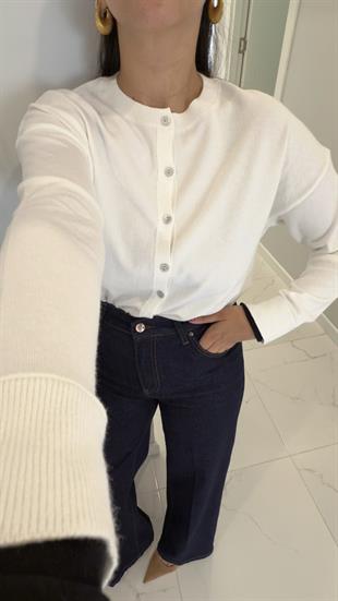 Ketra Kemik Siyah Düğme Detaylı Hırka