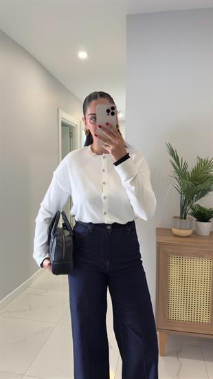 Ketra Kemik Siyah Düğme Detaylı Hırka