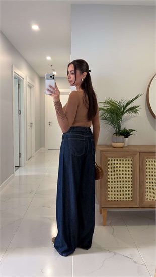 Killas Dark Blue Beli Lastikli Tensel Jean