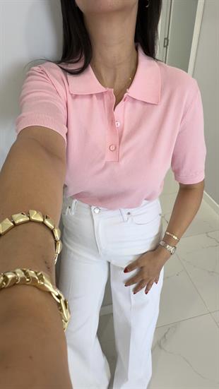 Kita Pembe Polo Yaka Triko