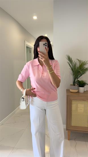 Kita Pembe Polo Yaka Triko