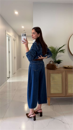 Kolers Lacivert Denim Gömlek Pantolon Takım