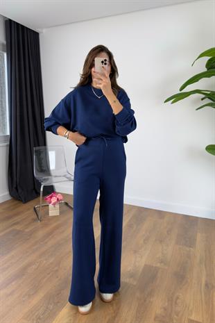 Kosne Oysh Lacivert Modal Sweat-Pantolon Takım