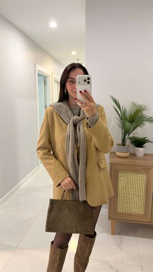 Kosowa Camel Düğmeli Blazer Ceket