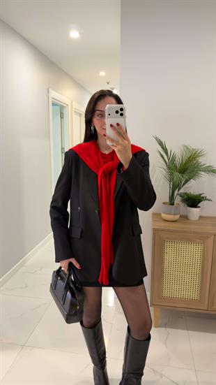 Kosowa Siyah Düğmeli Blazer Ceket