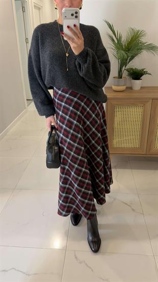 Kower Bordo Ekoseli Etek