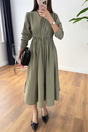 Lapsie Olive Fermuar Detaylı Elbise