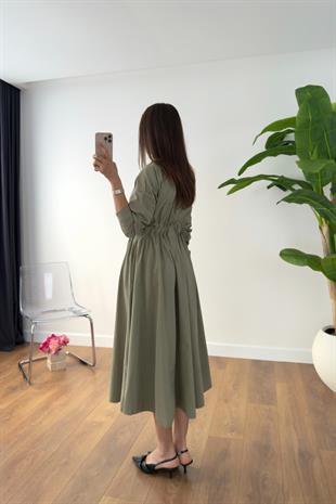 Lapsie Olive Fermuar Detaylı Elbise
