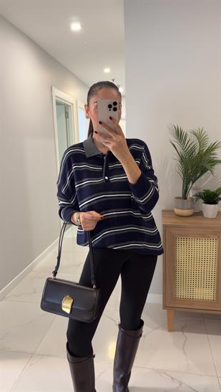 Laura Lacivert Polo Yaka Triko