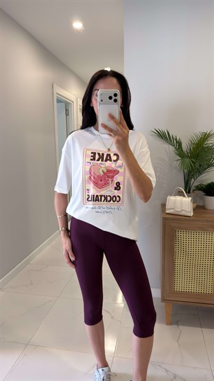 Lena Ekru Cake Baskılı Tişört