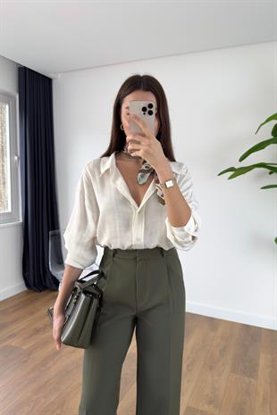 Lestane Beyaz Transparan Gömlek