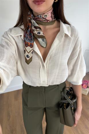 Lestane Beyaz Transparan Gömlek