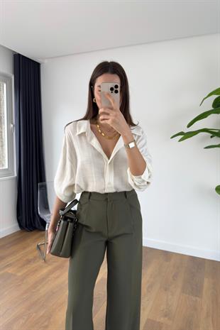 Lestane Beyaz Transparan Gömlek