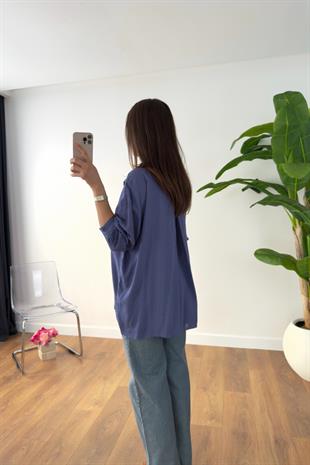 Lestane İndigo Transparan Gömlek