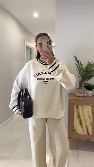 Lilium Ekru Le Marais Şerit Detaylı Sweatshirt