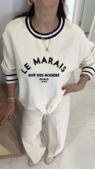 Lilium Ekru Le Marais Şerit Detaylı Sweatshirt