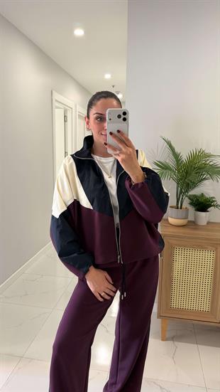 Liossa Bordo Lacivert Fermuarlı Pantolon Takım