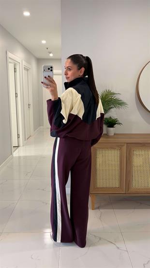 Liossa Bordo Lacivert Fermuarlı Pantolon Takım