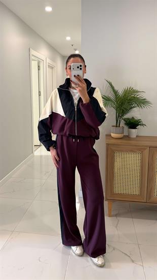 Liossa Bordo Lacivert Fermuarlı Pantolon Takım
