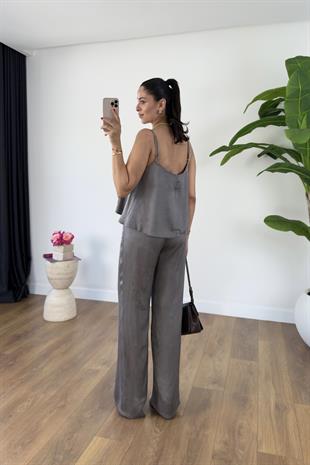 Loney Gri Askı Ayarlanabilir Bluz Pantolon Takım